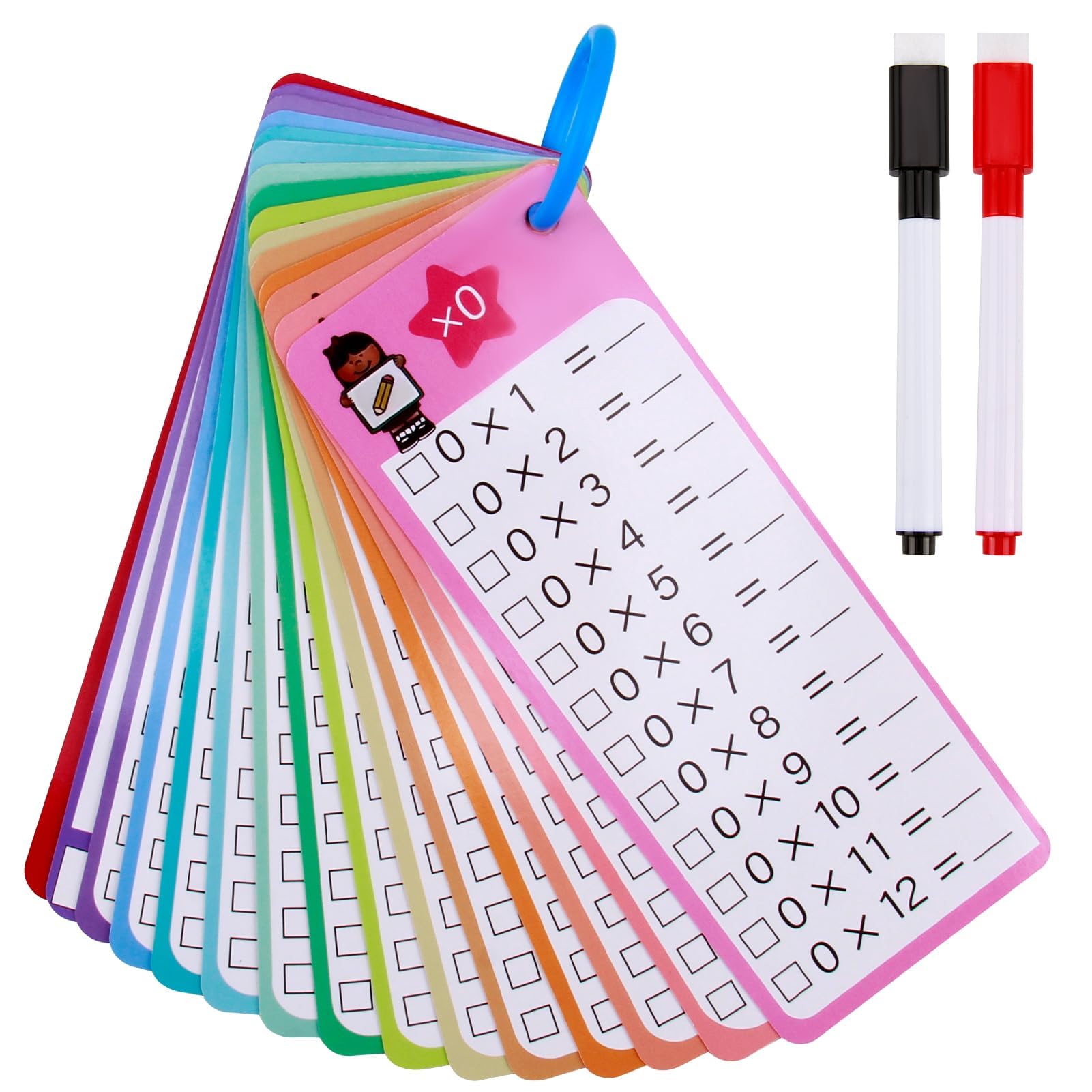 Multiplication Flash Cards 0-12 Times Table Poster Chart with 2 Dry ...