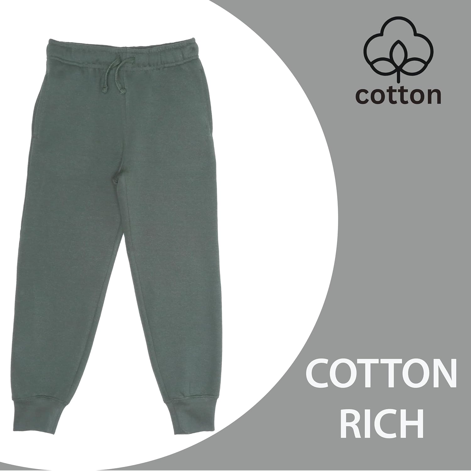 EVERYDAY KIDS Boys Cotton Fleece Sweatpants Joggers with Pockets; Boys Athletic Sweat Pants - Soft and Breathable Cotton Rich - Image 5