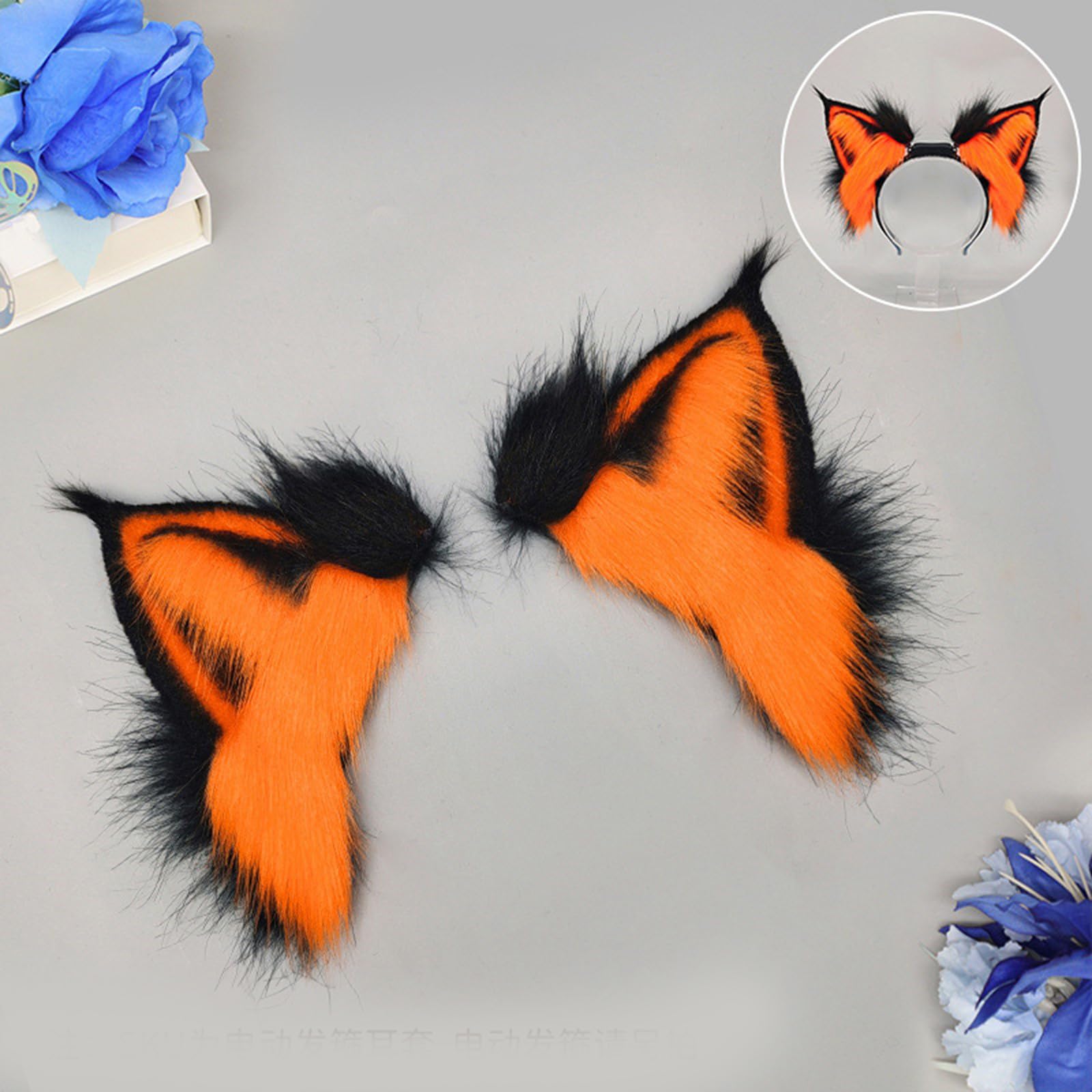 COSPLAY - Diadema de orejas de gatito con orejas de animal, gatito peludo, carnaval, fiesta, animado, disfraz de fiesta peluda, diadema suave y móvil