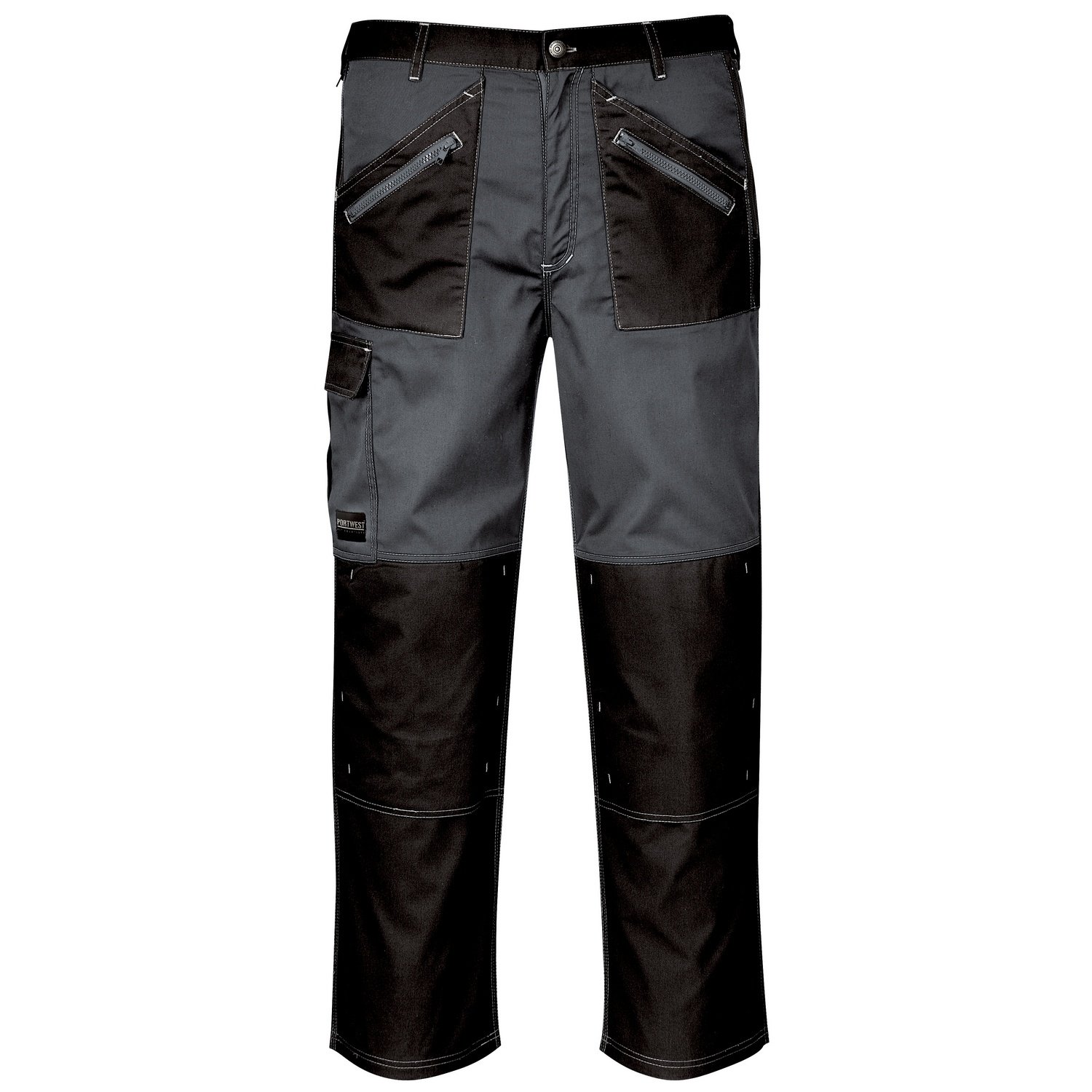 Chrome Cargo Work Trousers Pants Knee Pad Pockets Construction Workwear KS12[42''-44''] [Reg 31''] [Black/Zoom Grey]