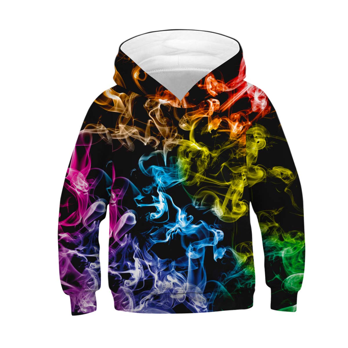 Pull à capuche enfant 3D style patchwork multicolore sur fond noir pour ado 9-10 ans - 7