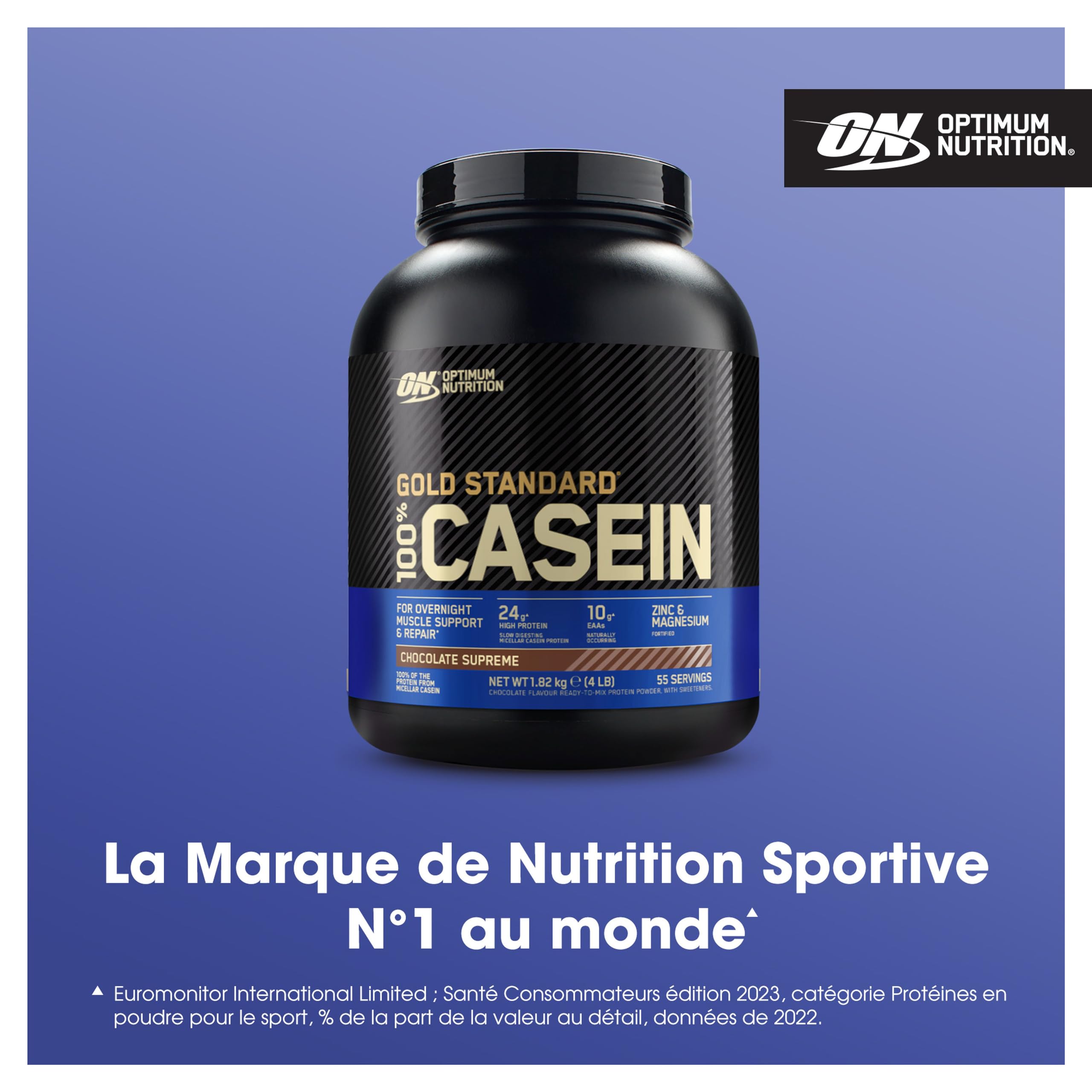 Optimum Nutrition Gold Standard 100% Protéine de Caséine, Goût Chocolat Suprême, 1.82kg, 55 Doses