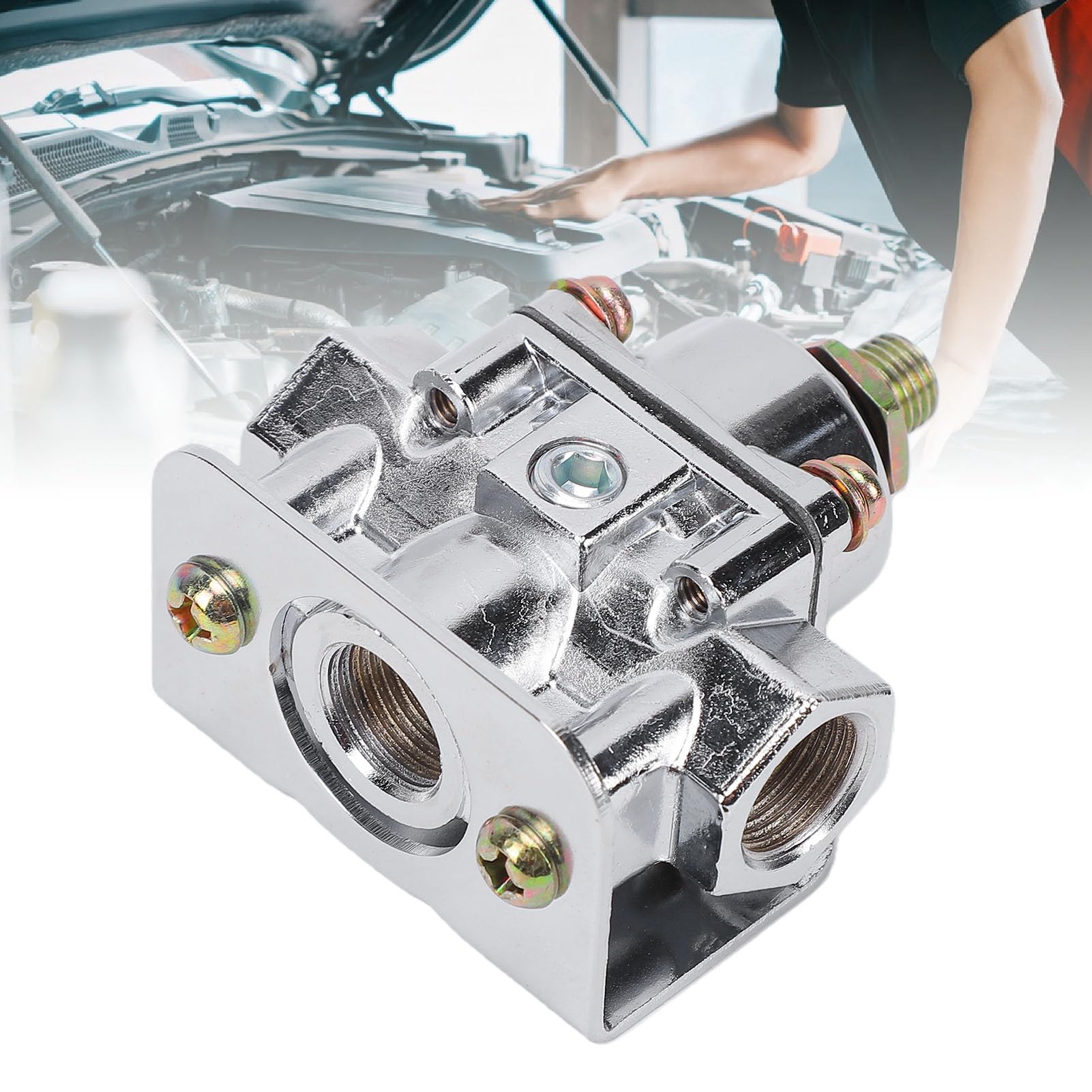 Regulator Ciśnienia Paliwa z regulacją 4.5-9 Psi z Manometrem | Gaźniki, Dopasowanie i , 3/8 Cala NPT, 1 w 2 na Zewnątrz Blok, Klasyczne Samochody, Silniki Wydajnościowe
