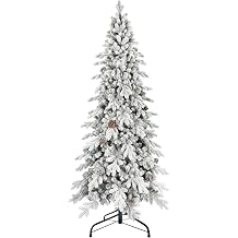 Kadunmina 9FT Snow Flocked Pencil Christmas Tree, 2138 PE PVC Tips