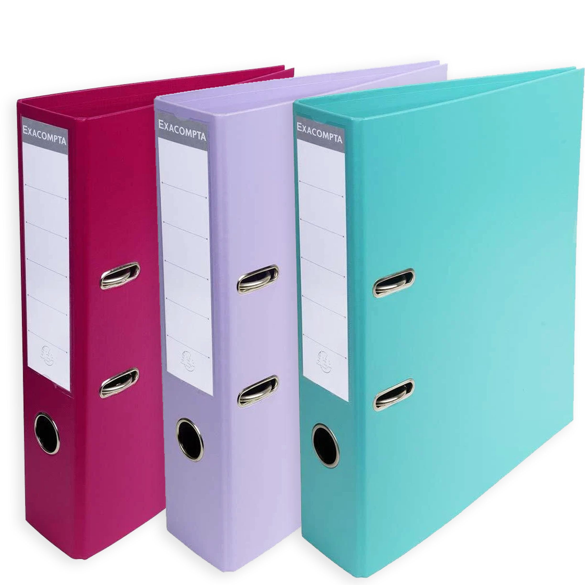 Exacompta A4 Prem'Touch PVC Lever Arch File - 2 Rings, 320 x 290mm, 70mm Spine, 75mm Rings, FSC-Certified (3, Lilac, Light Green, Fuchsia)