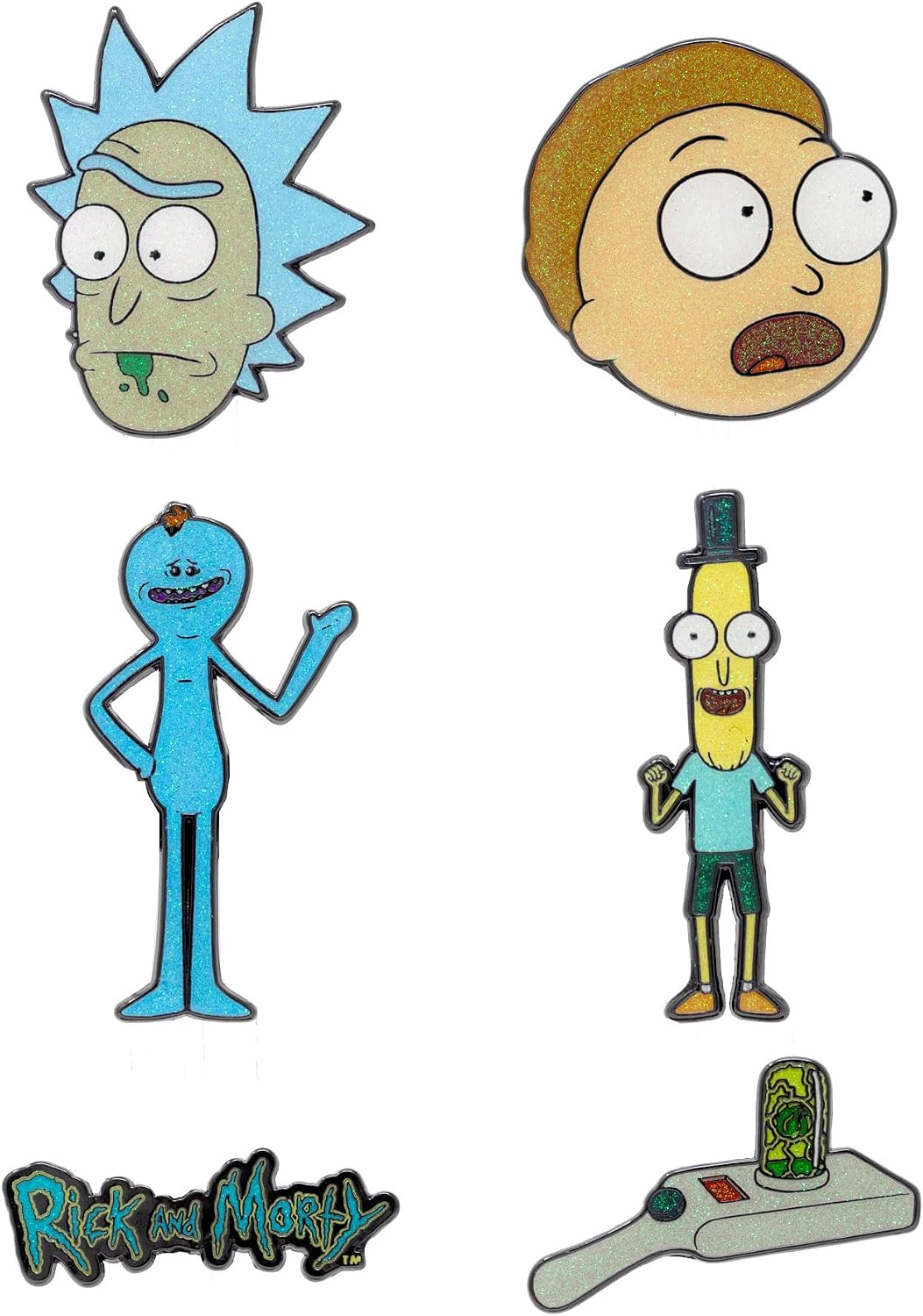 Rick and Morty Mystery Enamel Pin Blind Box Series, Rick, Morty, Mr. Poopybutthole, Mr. Meeseeks, Rick and Morty Title Logo, or a Portal Gun