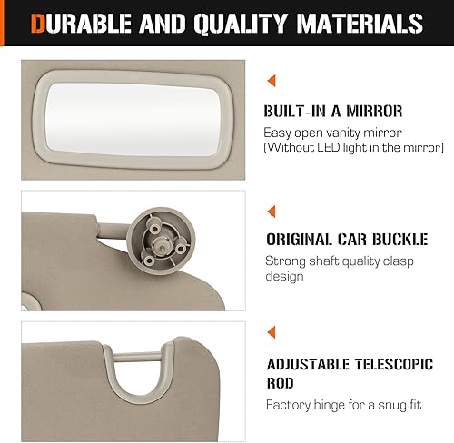 Miniatura 4 de Visera solar izquierda y derecha para Dodge Ram 1500 2500 3500 2002-2009, lado del conductor y del pasajero, repuesto de parasol gris beige