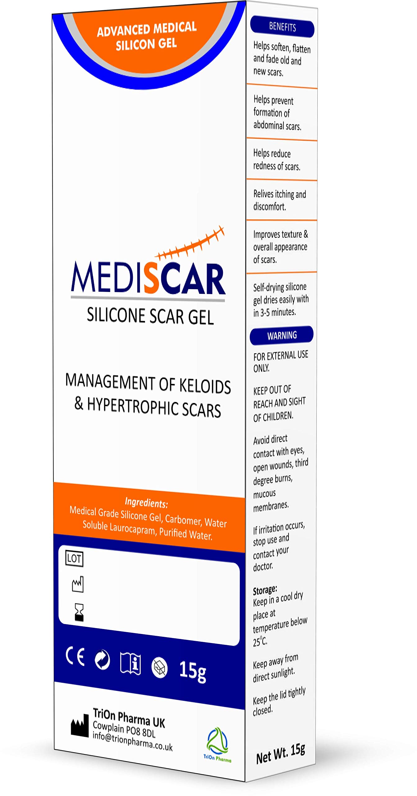 MediScar Silicone Scar Gel 15g Keloid Scar Treatment Hypertrophic