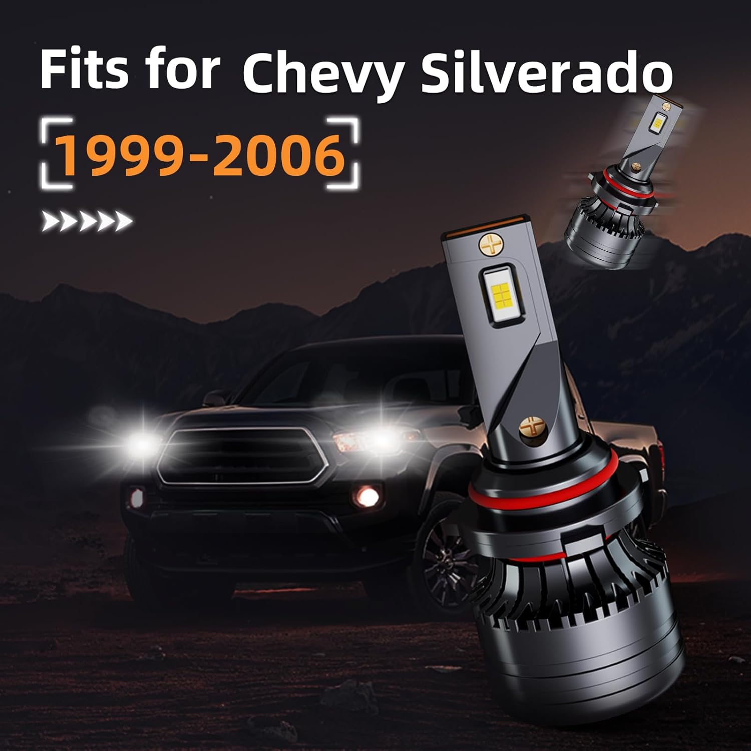 for Chevy Silverado 1500 2500 1999-2006 High Low Beam Light Bulbs Combo, 4pcs Super Bright 6000K White Hi/Low Beam Blubs Package, HUO-H31SE