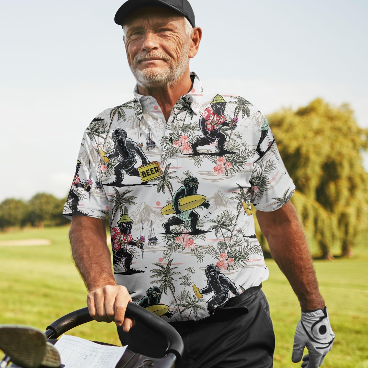 Funny Golf Shirts for Men, Hawaiian Polo Shirts for Men Unisex Casual Shirt Mens Polo Shirts Short Sleeve