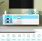 SogesHome 39.3 mur flottant de pouce TV Cabinet Stand avec LED Lumières murales TV Stand avec plateau de rangement Modern Entertainment Center Media Console Table pour le salon,Chambre