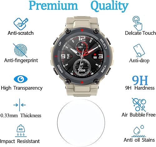 Miniatura 2 de Protector de pantalla de cristal templado para Amazfit T-Rex/Amazfit T-Rex Pro, antiarañazos, antirreflejos, antihuellas, 4 unidades, compatible con