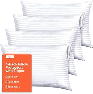 Ultra Soft Pillow Protectors with Zipper - Queen - Set of 4 - Dark White