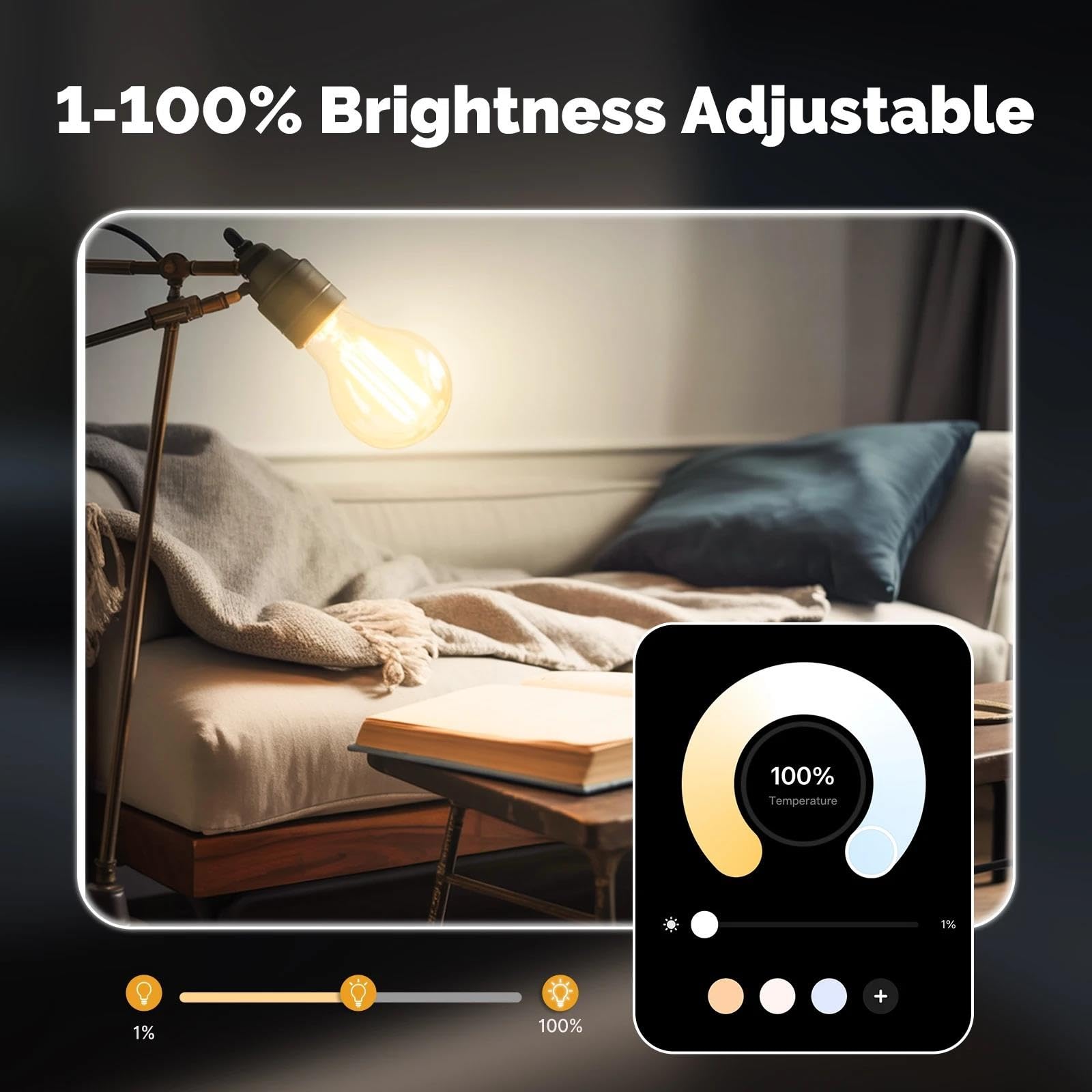 Ampoule Filament Intelligente Éclairez Votre Maison Facilement Avec Scène E27 Économie D'énergie Personnalisez La Lumière Par Temps 7W Contrôle Via L'application Tuya,3pcs