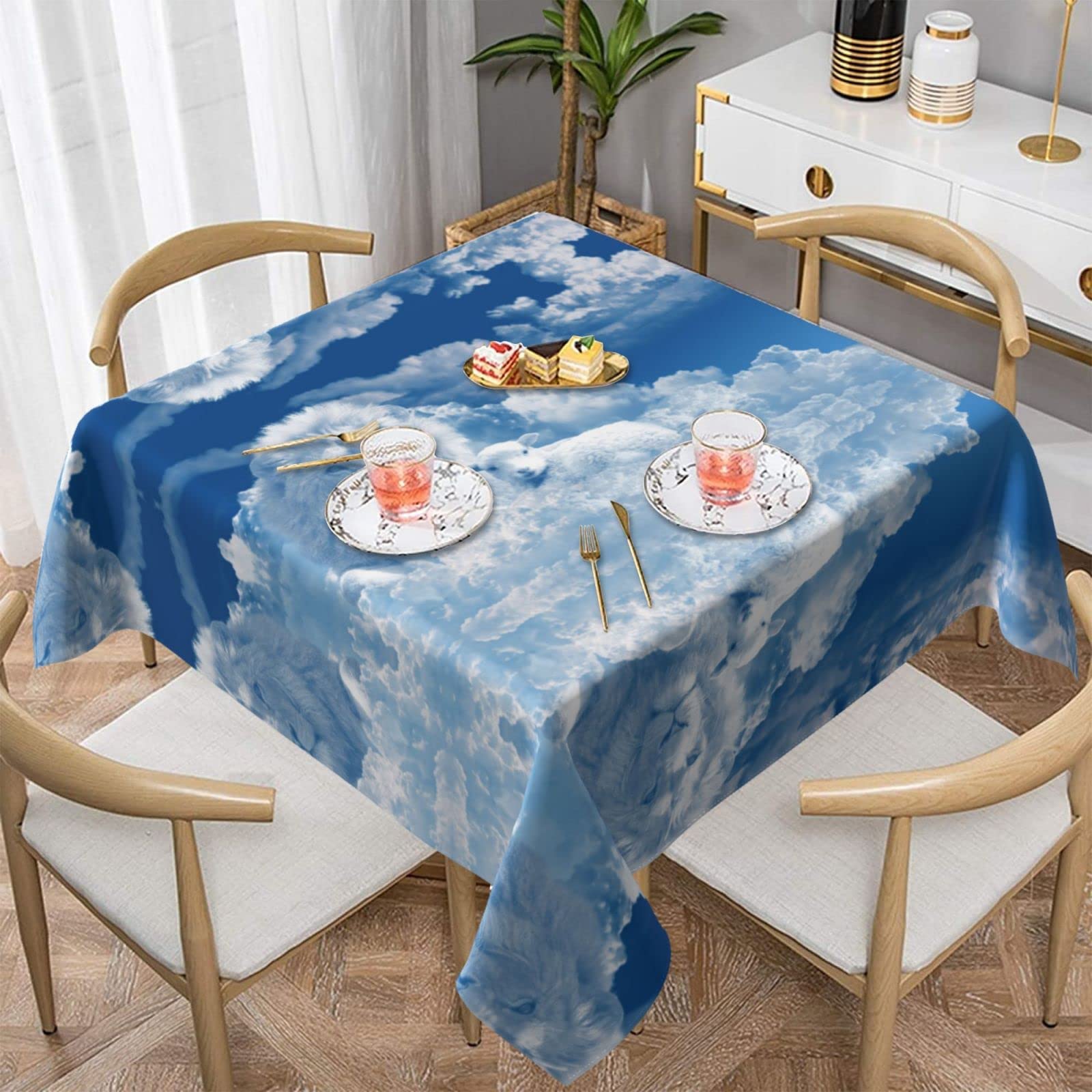 Nappe carrée imprimée agneau lion lavable pour table de restaurant