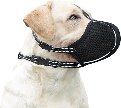 Dog Muzzle, Breathable Mesh Muzzle for Small Medium Large Sized Dogs, Adjustable Soft Muzzles to Prevent Chewing, Biting & Scavenging, Training and Walking Allows Panting Drinking M