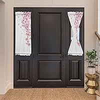 Vista 3 de Cortinas de primavera rosa Sakura con luz lateral francesa para puerta delantera, ventana, puerta de 25 x 40 pulgadas, cortina de panel de cortina