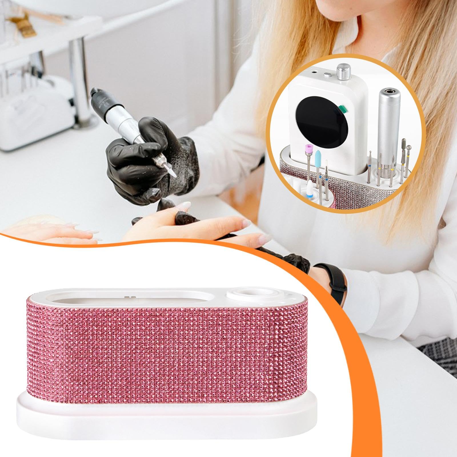 MagiDeal Organisateur pour polisseuse à ongles, coffret de rangement de bureau pour outils de manucure, boîte de rangement pour embouts de meulage, support, Rose