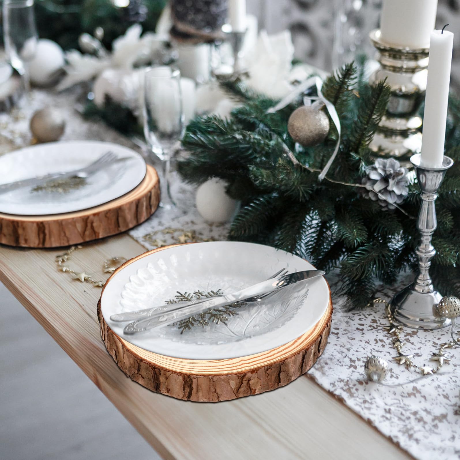 VILLCASE Fette di Legno Rotonde e Decorazioni da Appendere 2 Pezzi Non Verniciate con Corteccia Base Versatile per Pittura per Artigianato Rustico Naturale