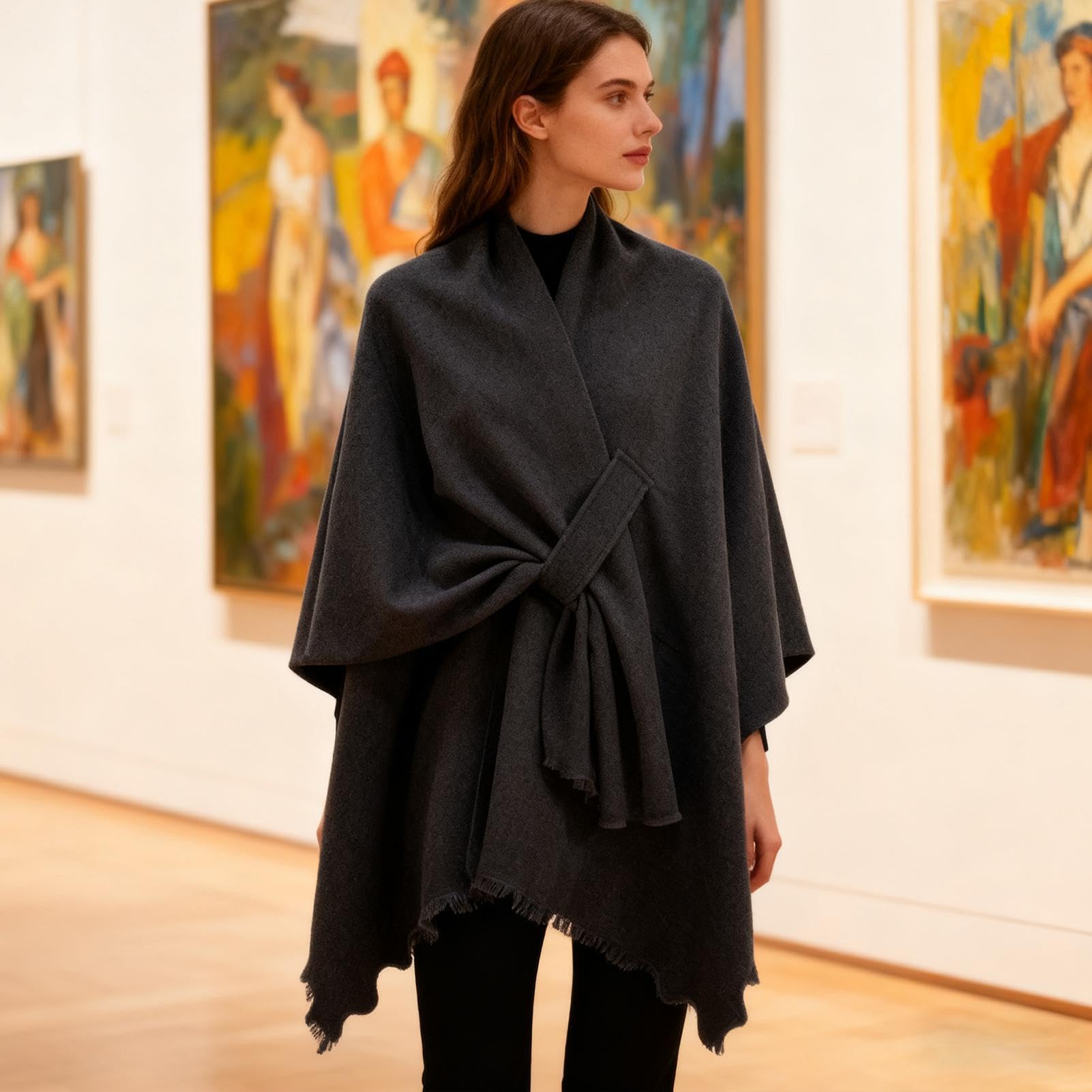 Scialli Da Donna - Sciarpa Stile Scialle Incrociato Sul Davanti, Morbi | Sciarpa A Mantella Con Cardigan Alla | Scialle Eleganti Da Donna | Per L'autunno Inverno Autunno Matrimonio Viaggio Comp