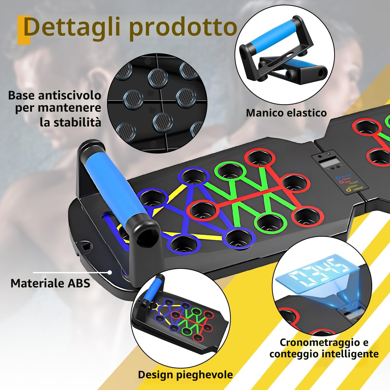 Push Up Board 26 in 1 - Pedana multifunzione per esercizi domestici, sistema fitness, pavimento, petto, esercizi muscolari, attrezzature professionali per bruciare grasso per uomini