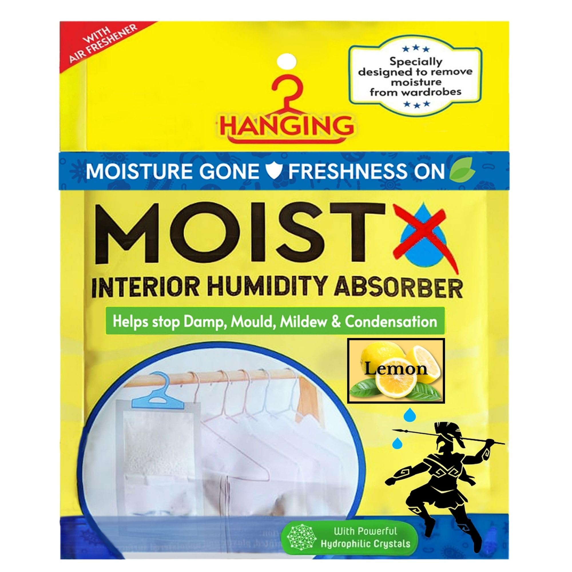 Moisture Absorber 200g Hanging Pouch with dual benefits | Lemon Fragrance | Capacity to trap 500ml of moisture from air | For Wardrobe, Kitchen Cabinet, Bathroom...-image-33