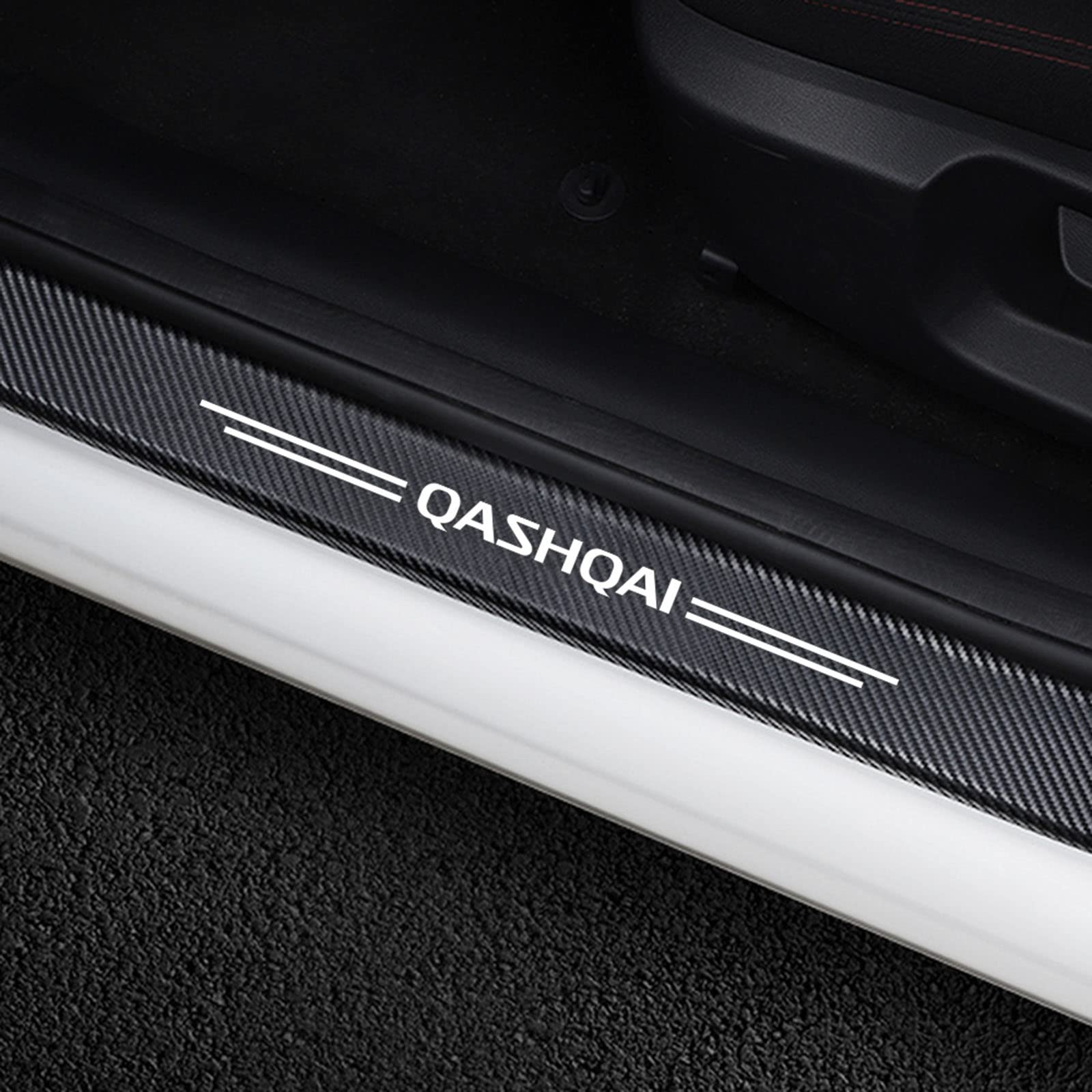 4Pcs Car Door Sill Protector for NIS-san Qashqai Almera Altima Ariya Armada CIMA, Carbon Fiber Scuff Plate Door Sill Trim Sticker Welcome Pedal Car Styling Accessories,Qashqai
