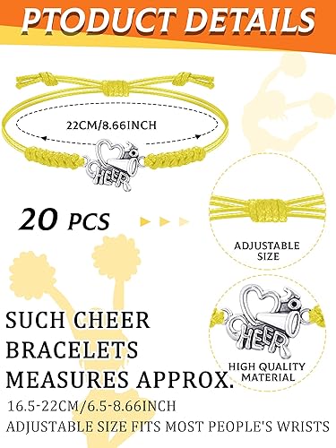 Vista 40 de Rtteri 20 pulseras de animadora para niñas, pulseras ajustables para animadoras, regalos para animadoras, accesorios de joyería a granel Naranja