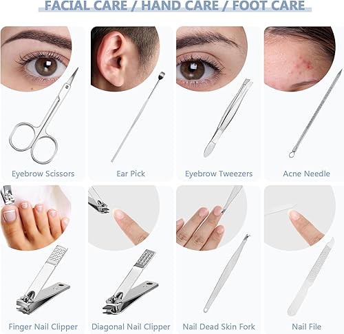 Miniatura 4 de Therwen Juego de 24 juegos de manicura para el día de San Valentín, cortaúñas 8 en 1, kit de aseo de uñas de acero inoxidable, regalo de
