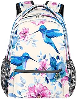 Mochilas de viagem para laptop para mulheres homens beija-flor colorida resistente à água mochilas escolares leves para adolescentes meninas/meninos, mochila casual para viajar, acampar, caminhar, Multi, Medium