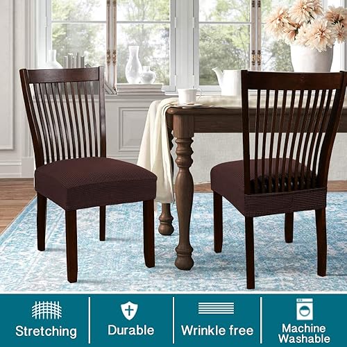 Miniatura 48 de Turquoize Stretch Dining Chair Covers Seat Covers for Dining Room Chair Covers Set of 4，Removable Washable Kitchen Chair Seat Cushion Slipcovers