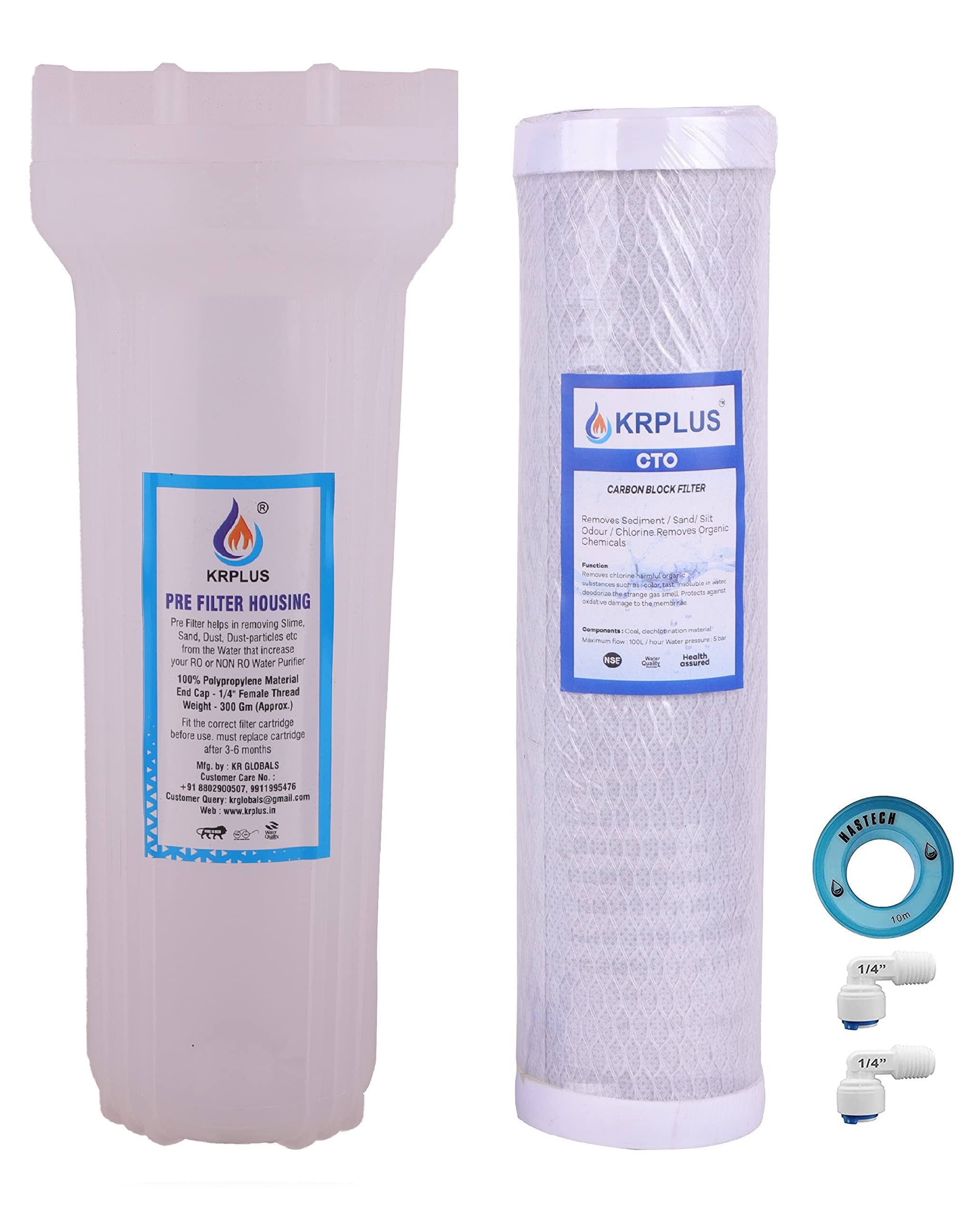 ® Pre Filter Housing 10 Inch with Activated Carbon Block Filter Compatible with All Branded/Non Branded RO/UV/UF Water purifiers (Pack of 2)-image-20