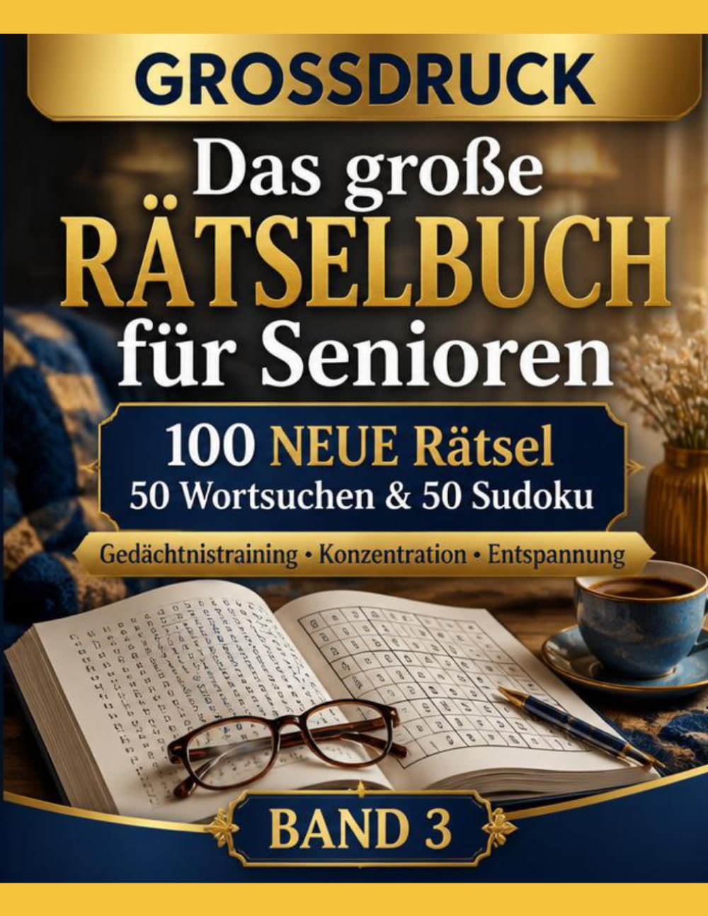 Das große Rätselbuch für Senioren - Band 3: 100 neue Rätsel in Großdruck – 50 Wortsuchen & 50 Sudoku für Gedächtnis und Konzentration