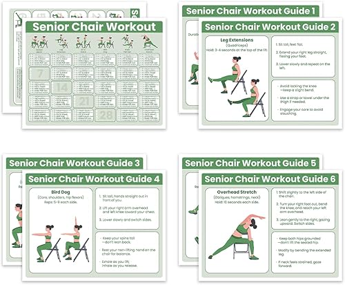 Póster de entrenamiento para silla de ejercicio para personas mayores, estiramiento de 30 días y tabla de ejercicios sentada suave