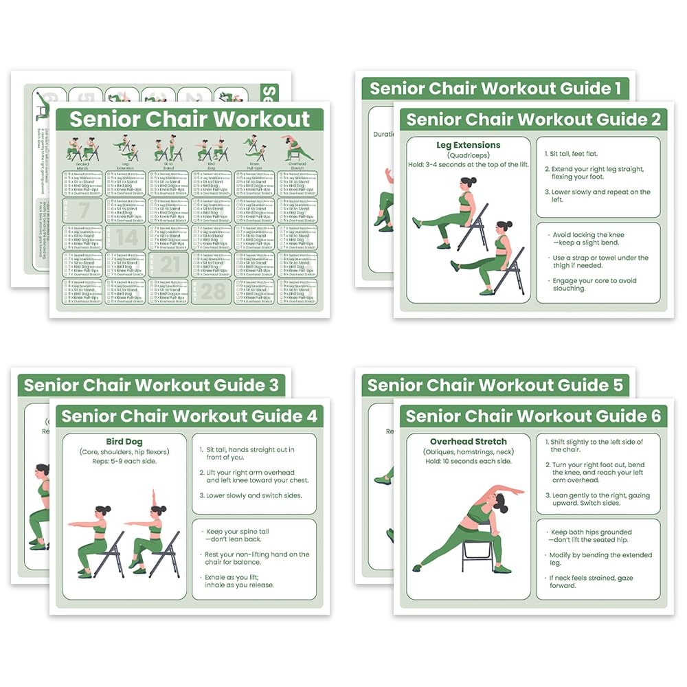 Tableau d'exercices assis en douceur et programme gym sur chaise senior - 8
