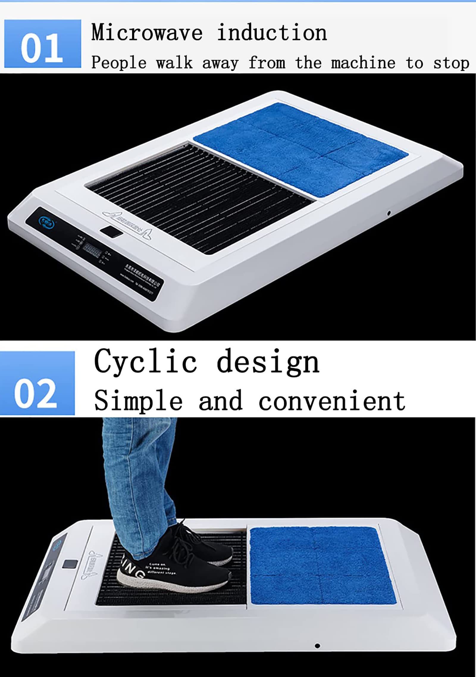 Máquina automática de limpieza de zapatos, limpiador de suelas totalmente automático con cepillo de inducción y recordatorio de cambio de agua, almohadilla absorbente de algodón compuesto para un