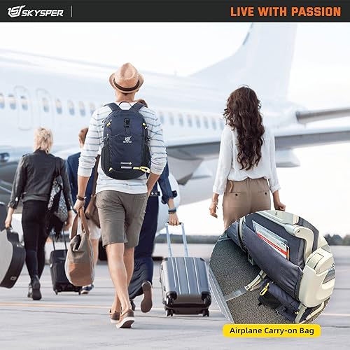 Miniatura 5 de SKYSPER Mochila pequeña de senderismo de 20 litros, mochila de viaje ligera con correa para la cintura para mujeres y hombres, Azul marino