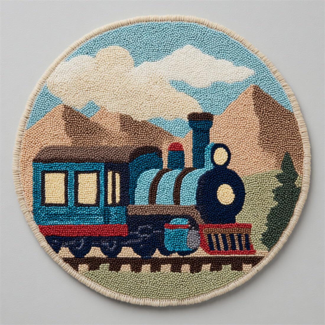Rqwybcaxn DIY Latch Hook Rug Making Kits for Adults Crochet Hooks Set Cartoon Train 50x50cm Round Tapestry with Crochet Hook Living Room Craft Gift