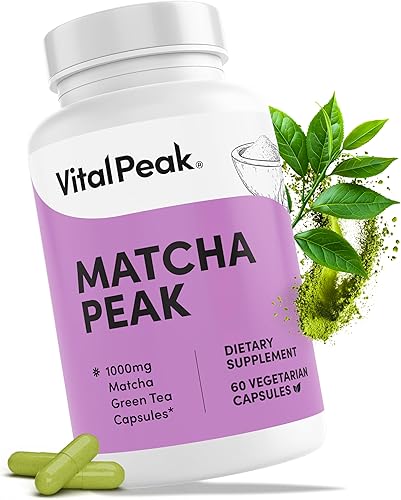 Matcha 1000 mg - Suplemento de té verde en polvo para mujeres y hombres - Pastillas de té Matcha EGCG - Vegano, sin gluten, sin lácteos, sin OMG -