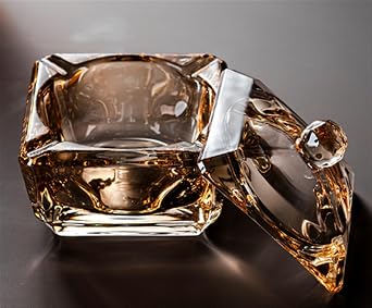 Lightweight Luxury High End Glass Ashtray with Lid for Home Bar and Club Windproof Fly Ash Smoke Proof Ashtray B,X