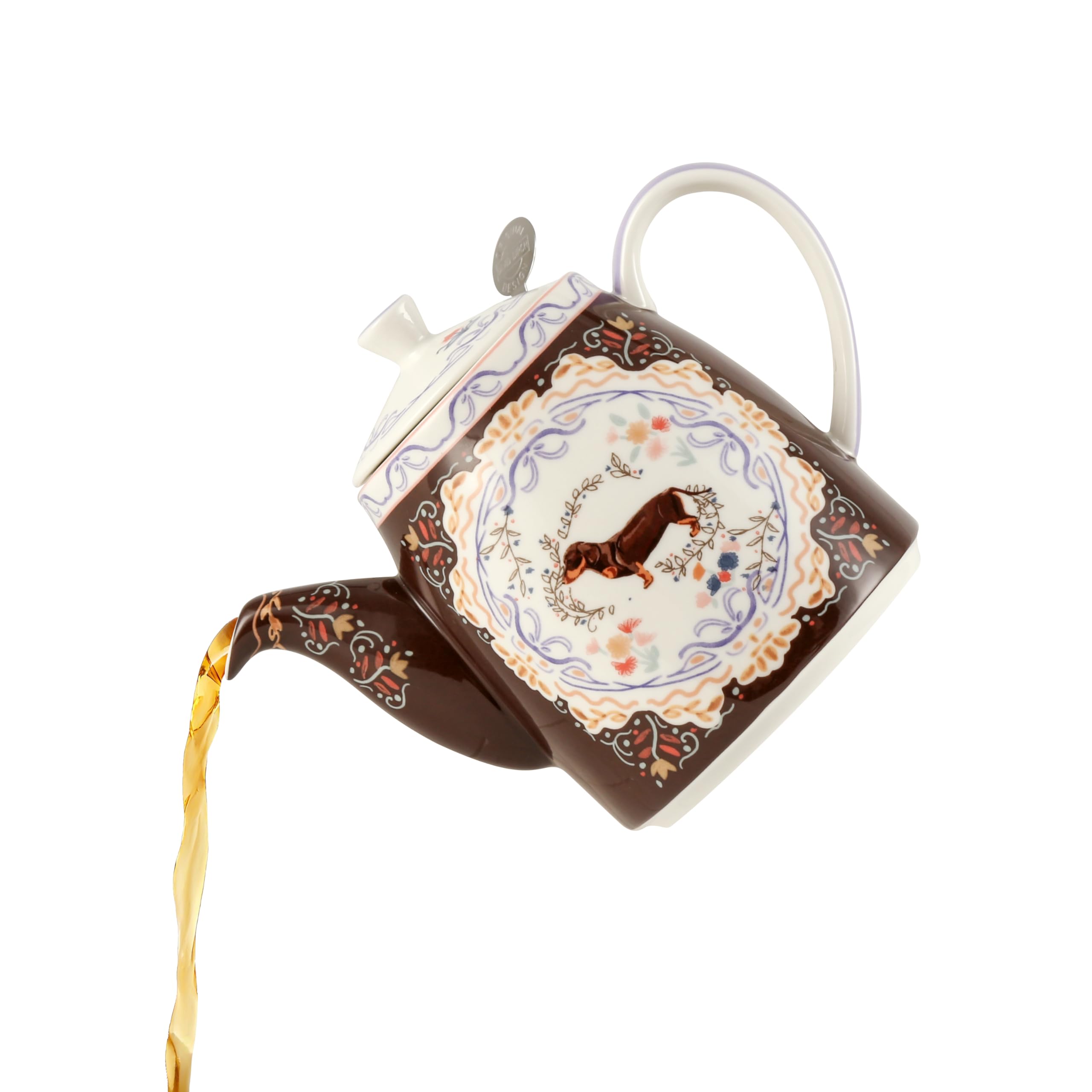 London Pottery Set di teiera, teiera e servizio per uno, in porcellana fine, con motivo animalier, tazza e piattino (cane)