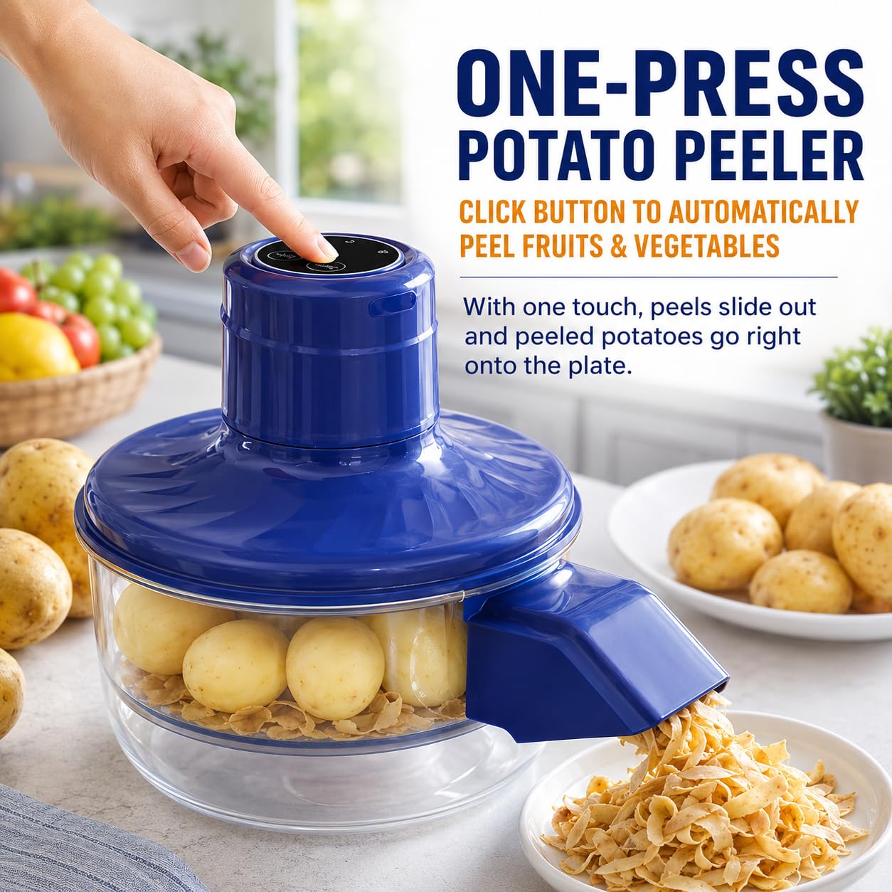 Éplucheur de pommes de terre électrique rechargeable, éplucheur automatique de légumes et de fruits avec lame en acier inoxydable pour éplucher facilement les pommes de terre, les carottes et l'ail