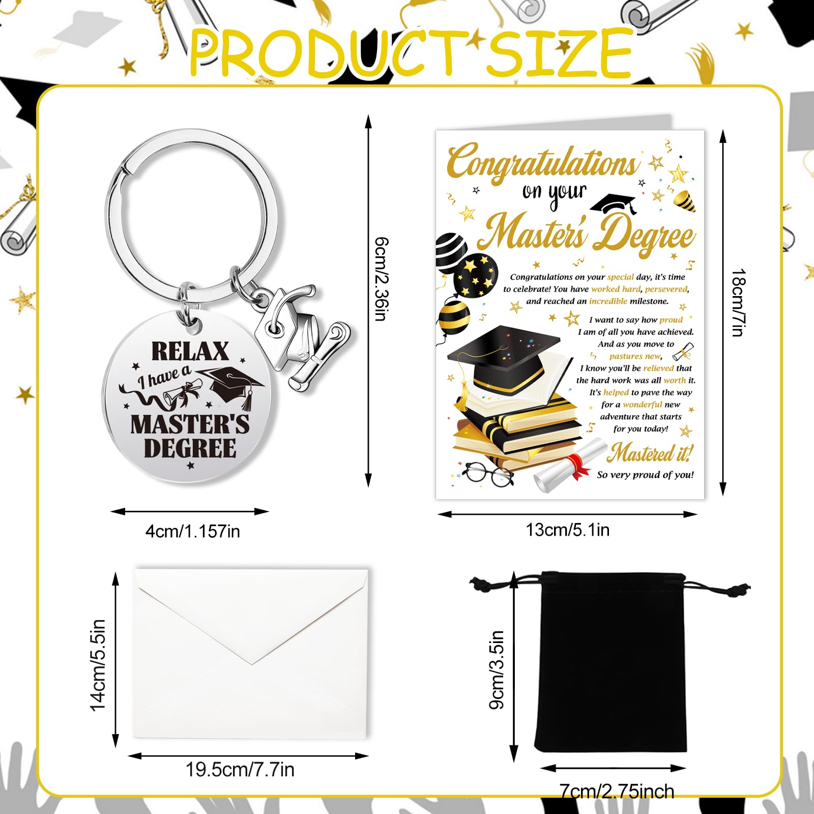 HOWAF Masters Graduation Card, Mastered It! Degree Congratulations Card with Keyring, Masters Graduation Gifts for Her Him - Image 2