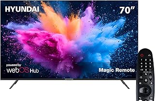 تلفزيون ذكي بدون إطار بشاشة ليد 70 بوصة بدقة 4K UHD ونظام تشغيل ويب او اس مع جهاز استقبال مدمج من هيونداي، لون أسود، L70HYNDA650