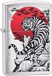 Isqueiros de animais da Zippo, Cromado, Asian Tiger Design, One Size