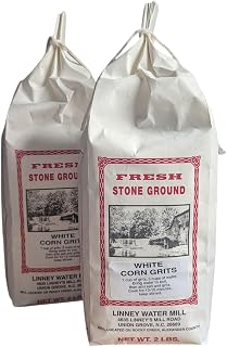 Stone Ground Southern Staples | Cornmeal, Grits, & Pancake Mixes | Made by Linney’s Water Mill, North Carolina | Includes Southern Recipe Card (Grits - White Corn)
