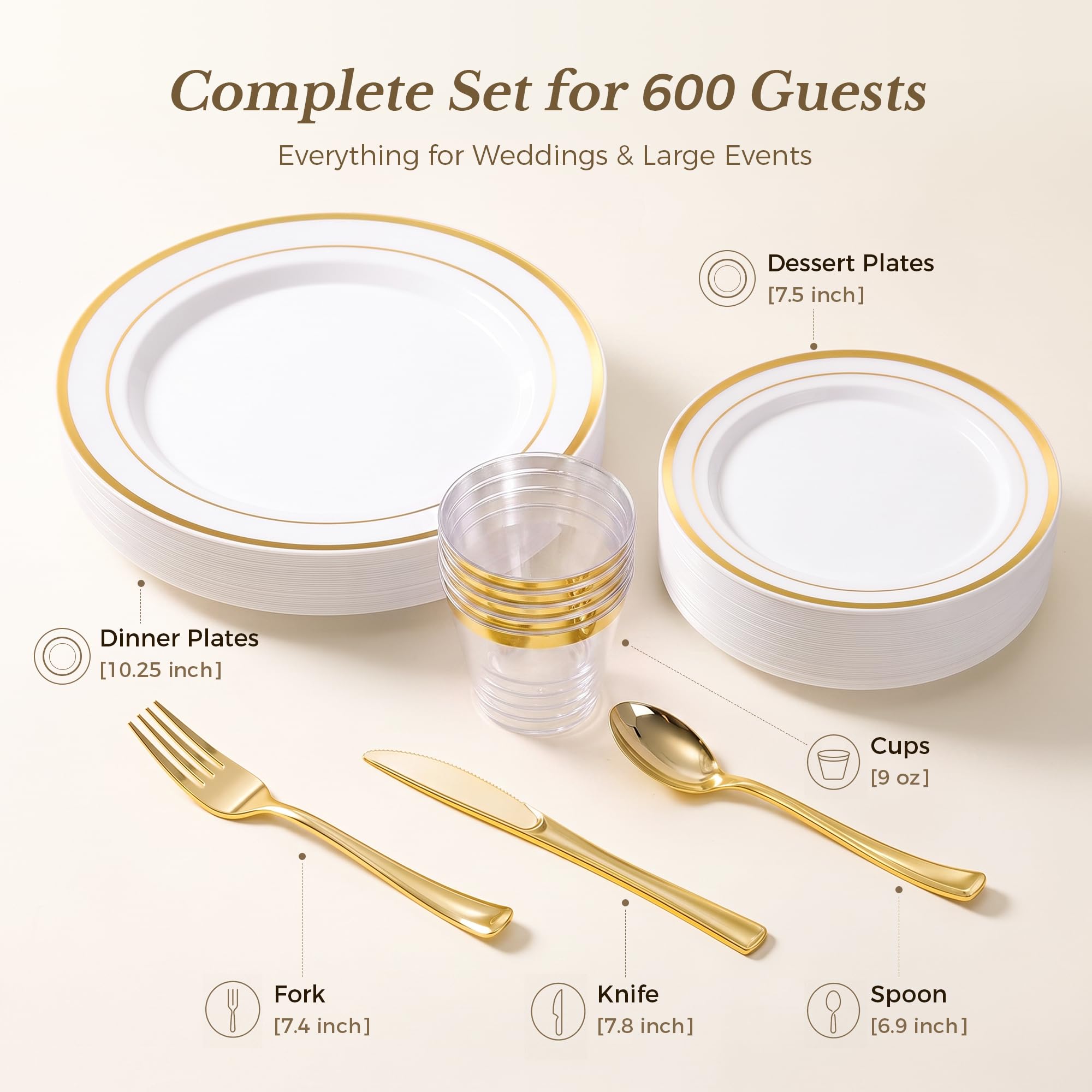 Gold Dinnerware Set for 100 Guests - 600 Piece -3 Gold Dinnerware Set for 100 Guests - 600 Piece -3