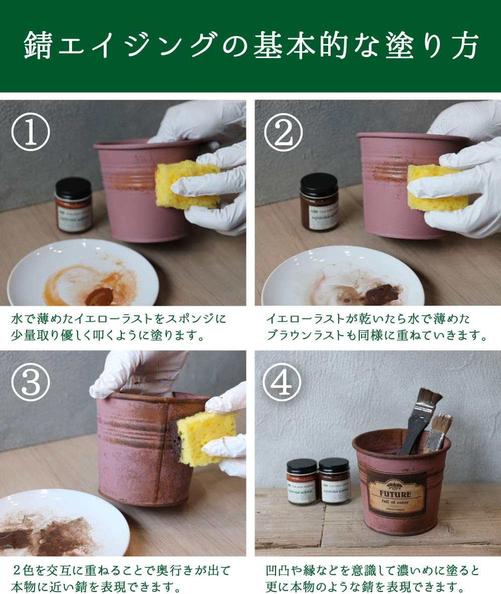 Amazon 誰でも簡単に錆風塗装 錆エイジングペイント 50g 2色セット タカラ塗料 塗料缶 ペンキ