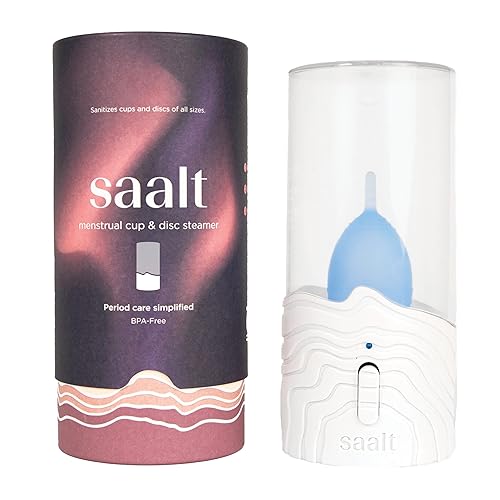 Saalt Menstrual Cup Steamer - Period Cup & Disc Sanitizer - Hands-Free Steam Sanitizer- No-Boil Design with Removable Power Cord - Compact & Portable - Arctic Mist - Arctic Mist