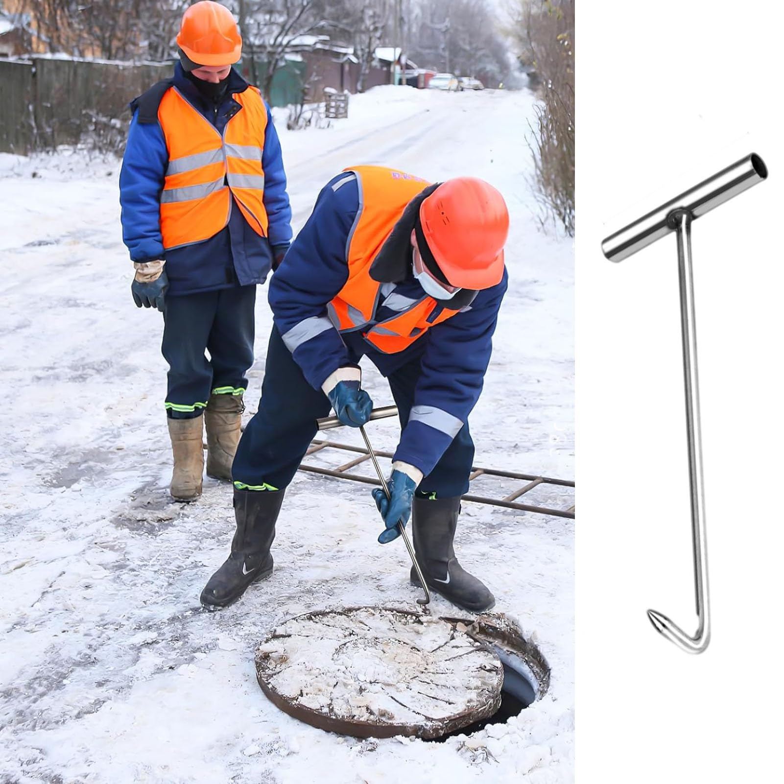 Gancho alcantarilla en acero inoxidable duradero para rejillas